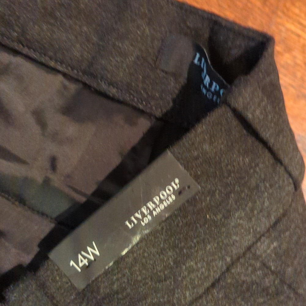 Liverpool Gemma Cigarette Trousers Heathered Charcoal Gray Minimalist NWOT 14W - Picture 6 of 8